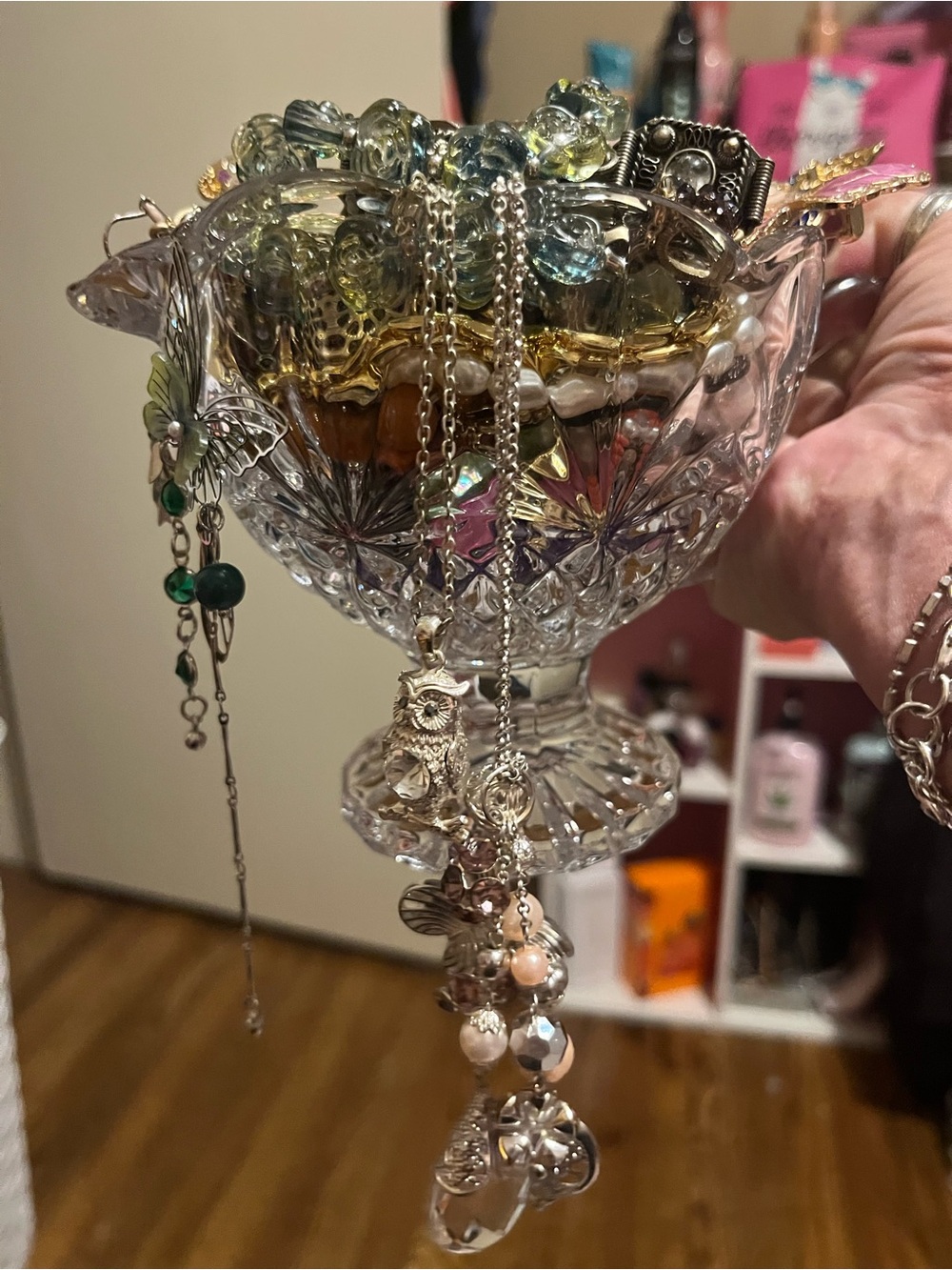Betsey Johnson Clear Crystal-Style Decorative Compote with Multicolor Accents